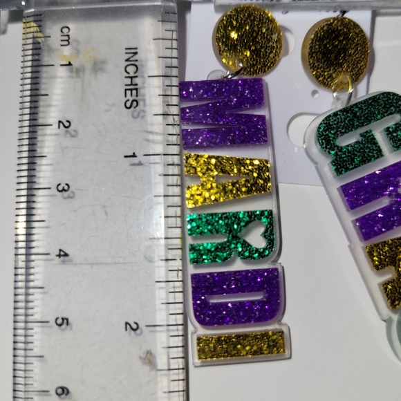 Mardi Gras Earrings - Picture 3 of 3